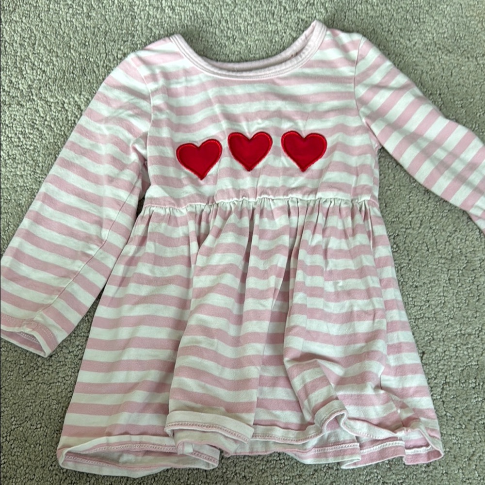 Pink and White Striped Dress with Heart Details